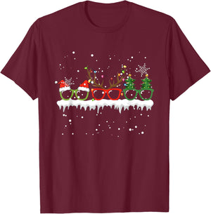 Optometrist Christmas Tree Glasses Costume Santa Optometry T-Shirt - T-Shirt | Maroon