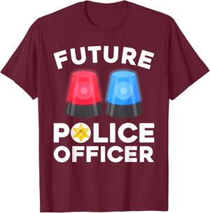 Funny Future Police Officer Design For Kids Boys Girls Cops T-Shirt - T-Shirt | Maroon