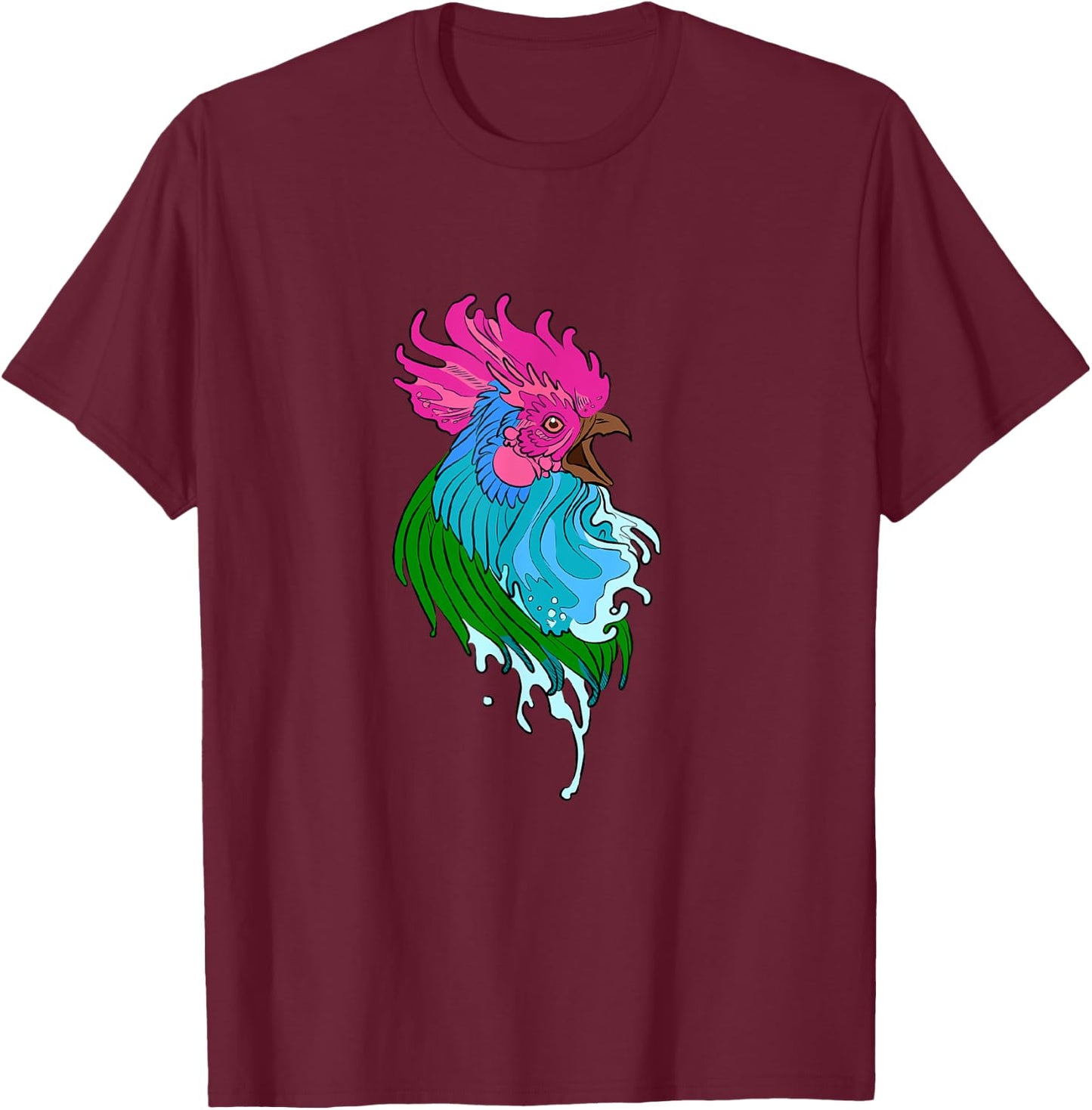 Chicken / Rooster / Cockerel / Capon / Yardbird / Angry T-Shirt - T-Shirt | Maroon