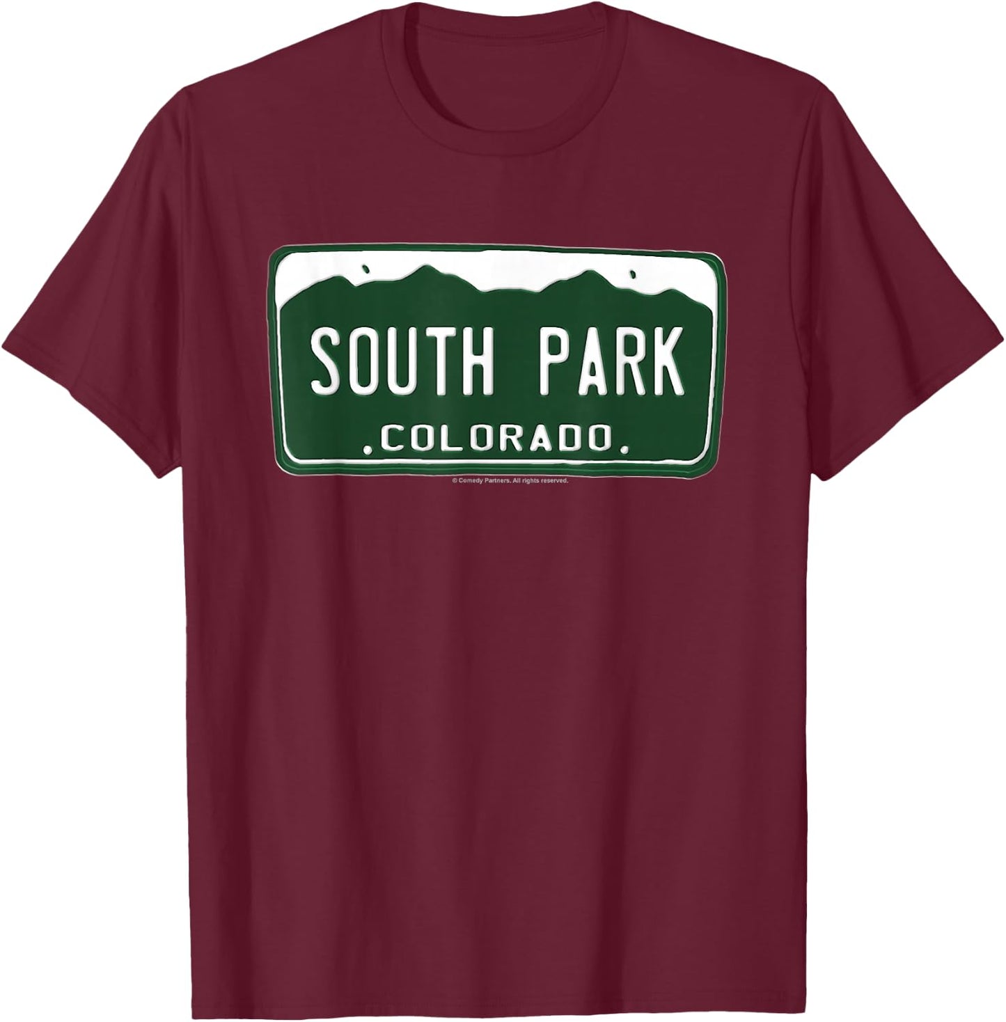 South Park License Plate T-Shirt - T-Shirt | Maroon