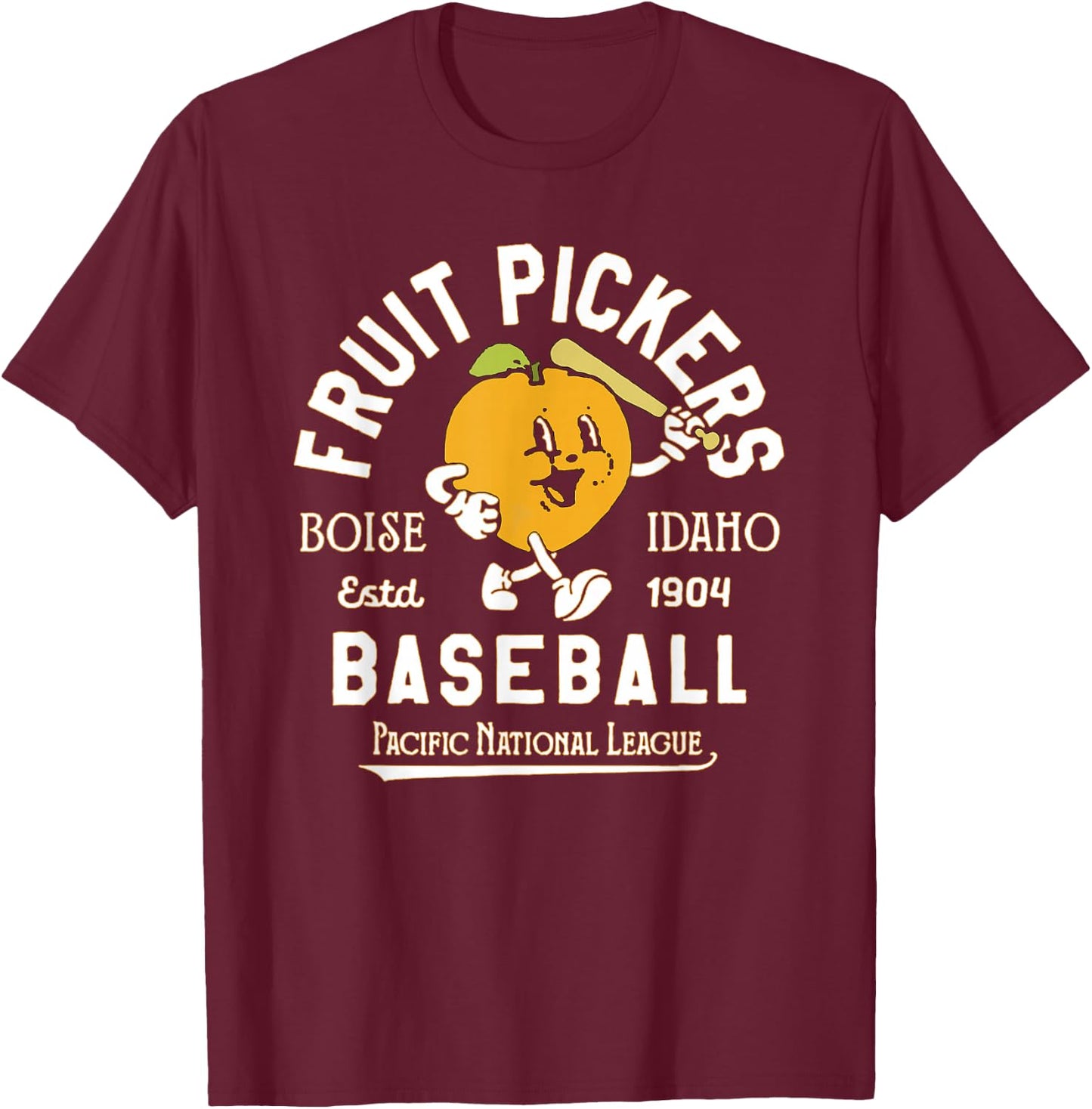 Vintage Boise Fruit Pickers Defunct Baseball Team Tribute T-Shirt - T-Shirt | Maroon