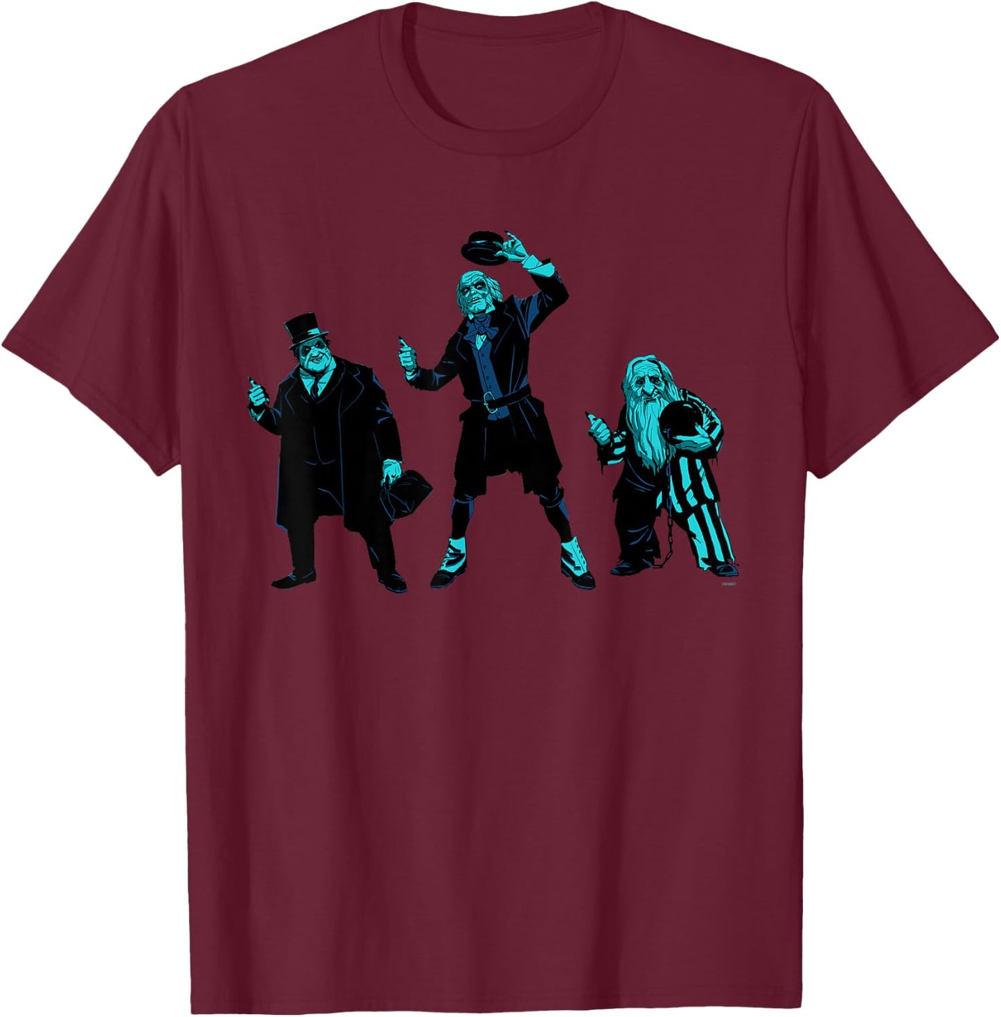 Disney Haunted Mansion Movie Hitchhiking Ghosts Trio T-Shirt - T-Shirt | Maroon