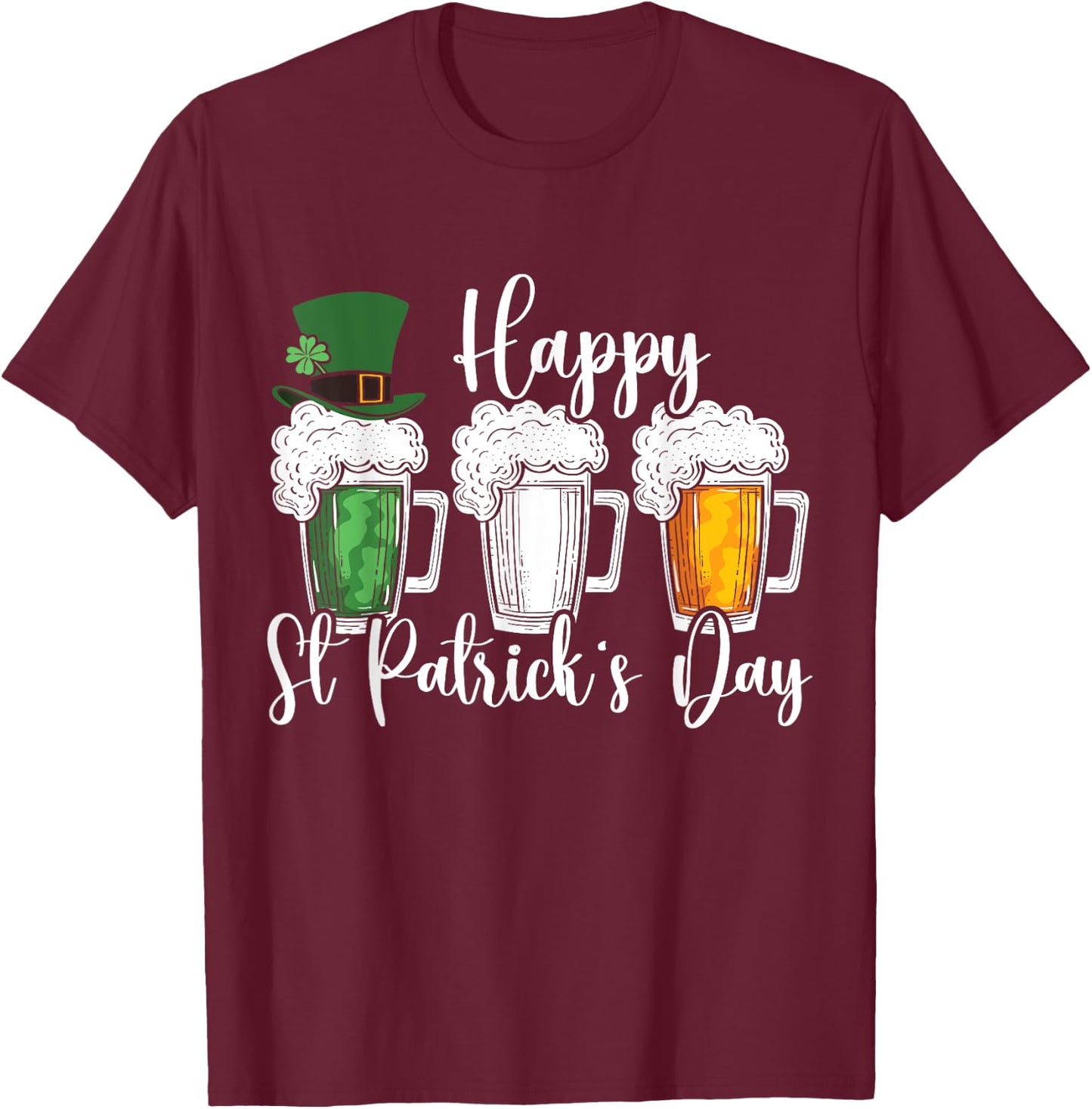 St Patrick's Day Beer Irish Flag Shamrock St. Patty's Day T-Shirt - T-Shirt | Maroon