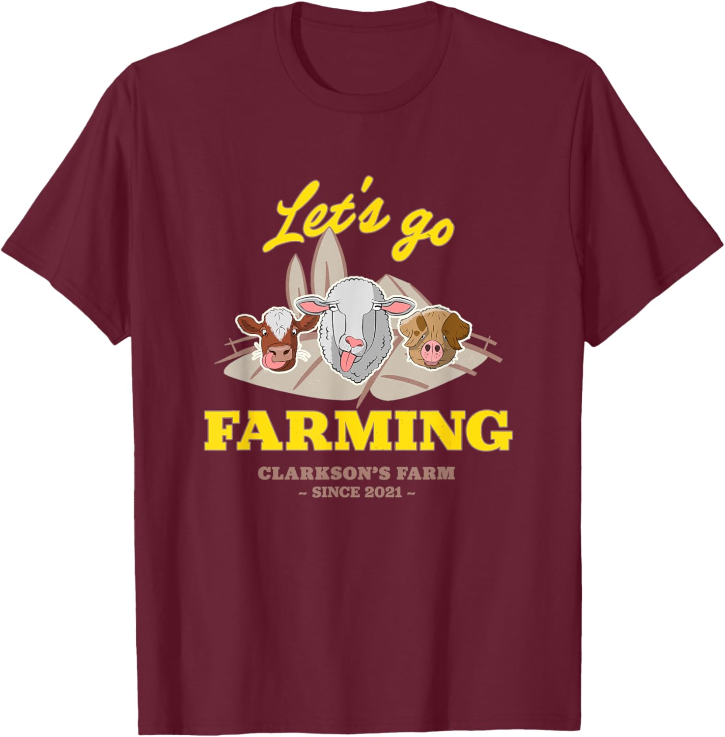 Clarkson's Farm - Let's Go Farming T-Shirt - T-Shirt | Maroon