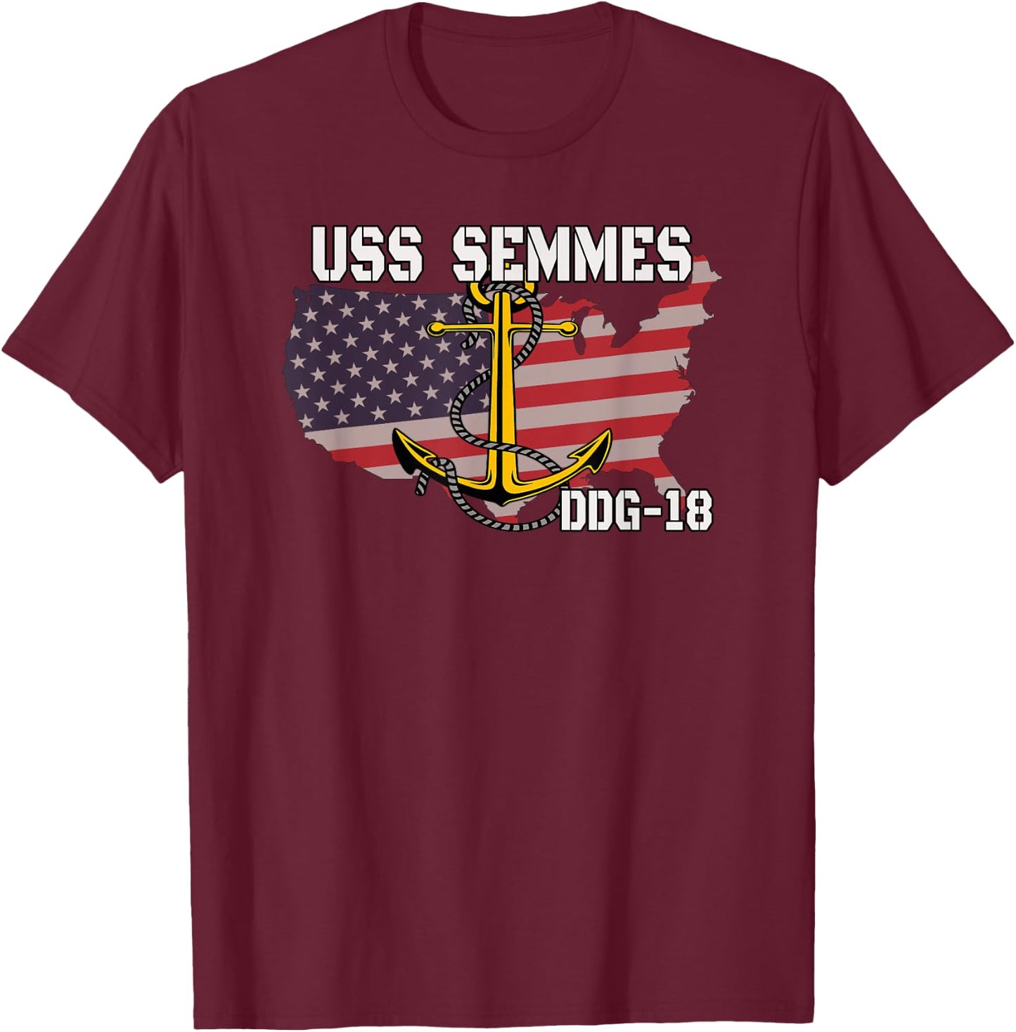 USS Semmes DDG-18 Destroyer Veterans Day Father Grandpa Dad T-Shirt - T-Shirt | Maroon