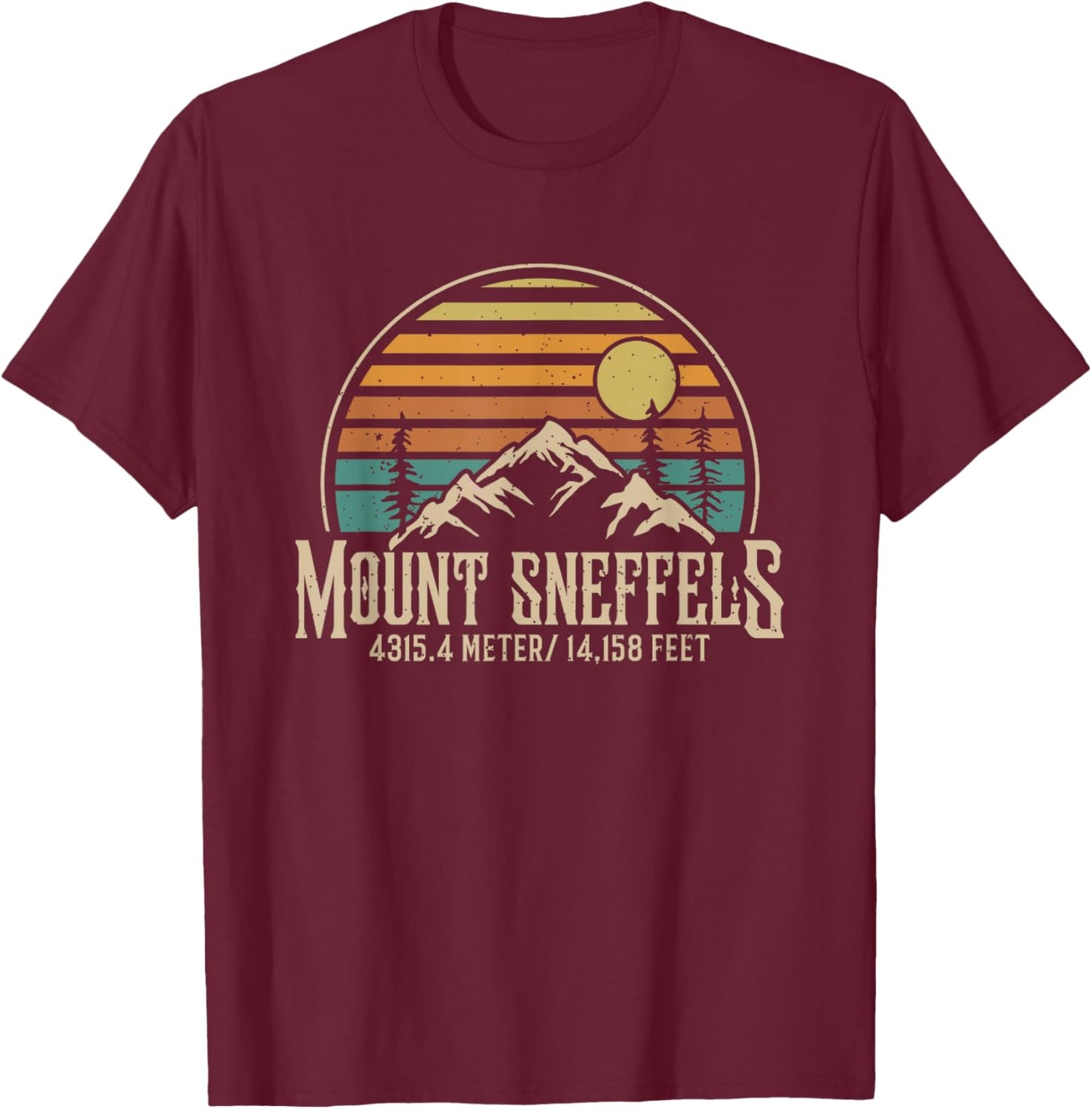 Colorado Hiking Mountain Camping Outdoor Mount Sneffels T-Shirt - T-Shirt | Maroon