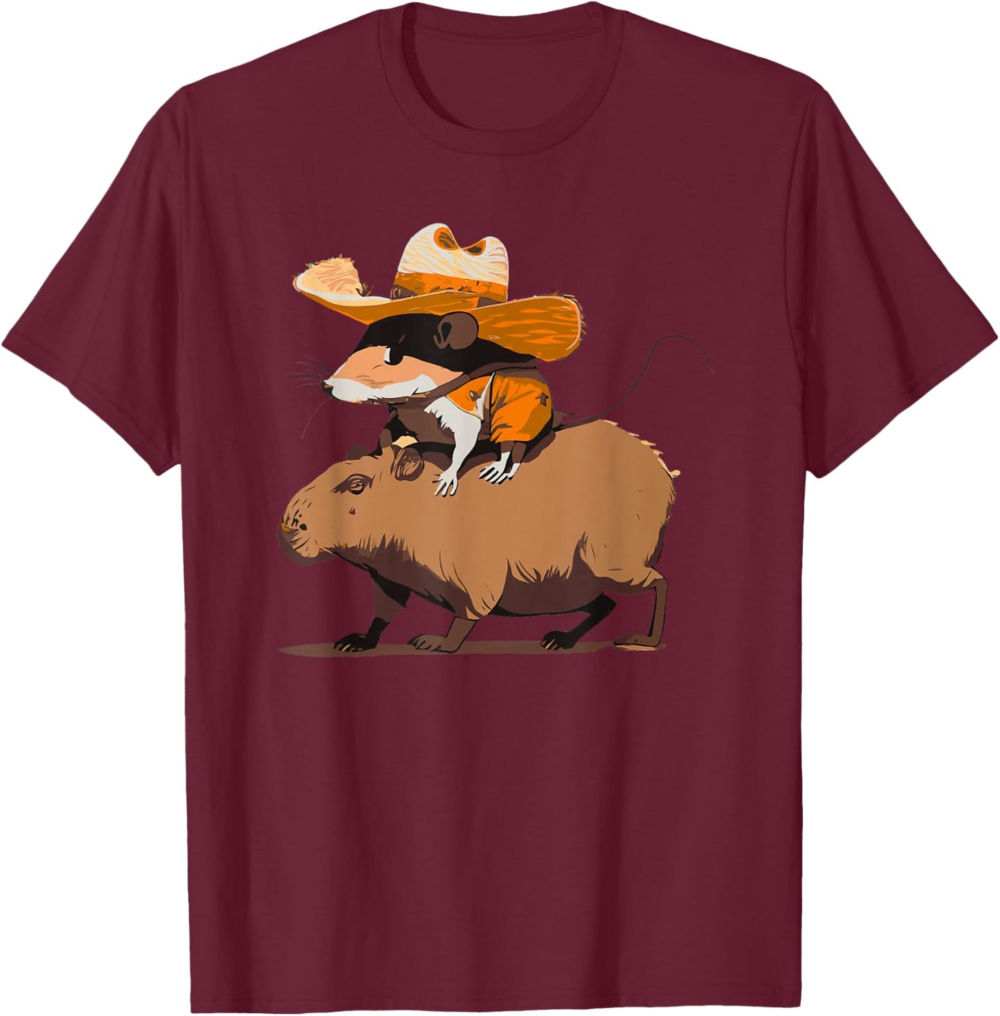 Funny Capybara Cowboy Cowgirl Rodent Mouse Western Country T-Shirt - T-Shirt | Maroon