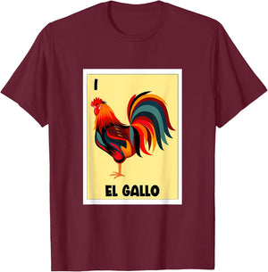 El Gallo Mexican Bingo Card Spanish Hispanic The Rooster T-Shirt - T-Shirt | Maroon