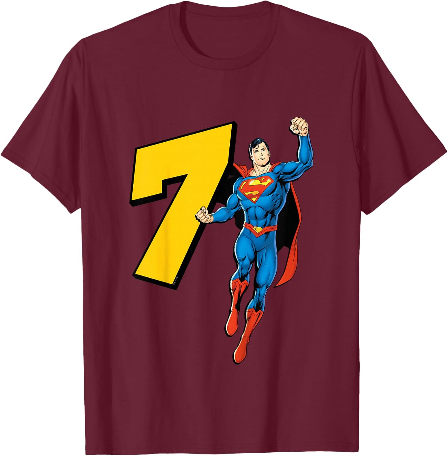 Kids Superman Super Hero 7th Birthday T-Shirt - T-Shirt | Maroon