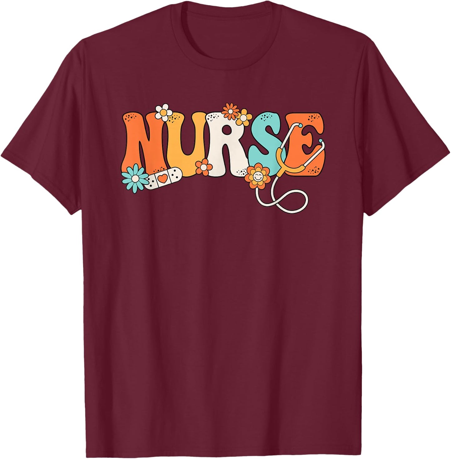 Groovy Nurse Love Nursing Women T-Shirt - T-Shirt | Maroon