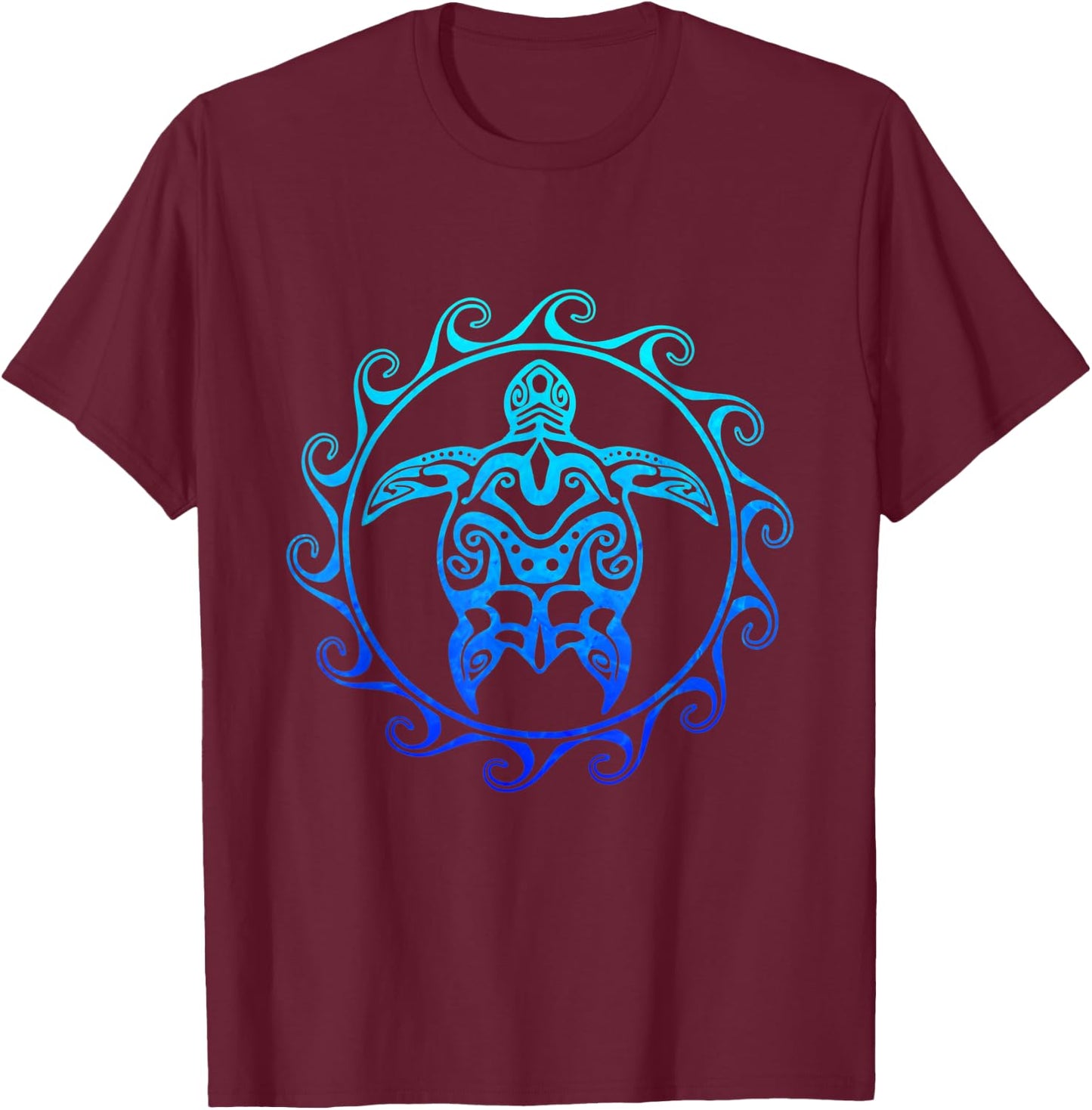 Tribal Maori Polynesian Sea Turtle Tattoo Style T-Shirt - T-Shirt | Maroon
