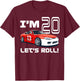 Race Car 20th Birthday Boy Racecar Racing 20 Year Old & T-Shirt - T-Shirt | Maroon