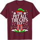 The Pet All The Cats Elf Xmas Funny Cat lover Christmas T-Shirt - T-Shirt | Maroon