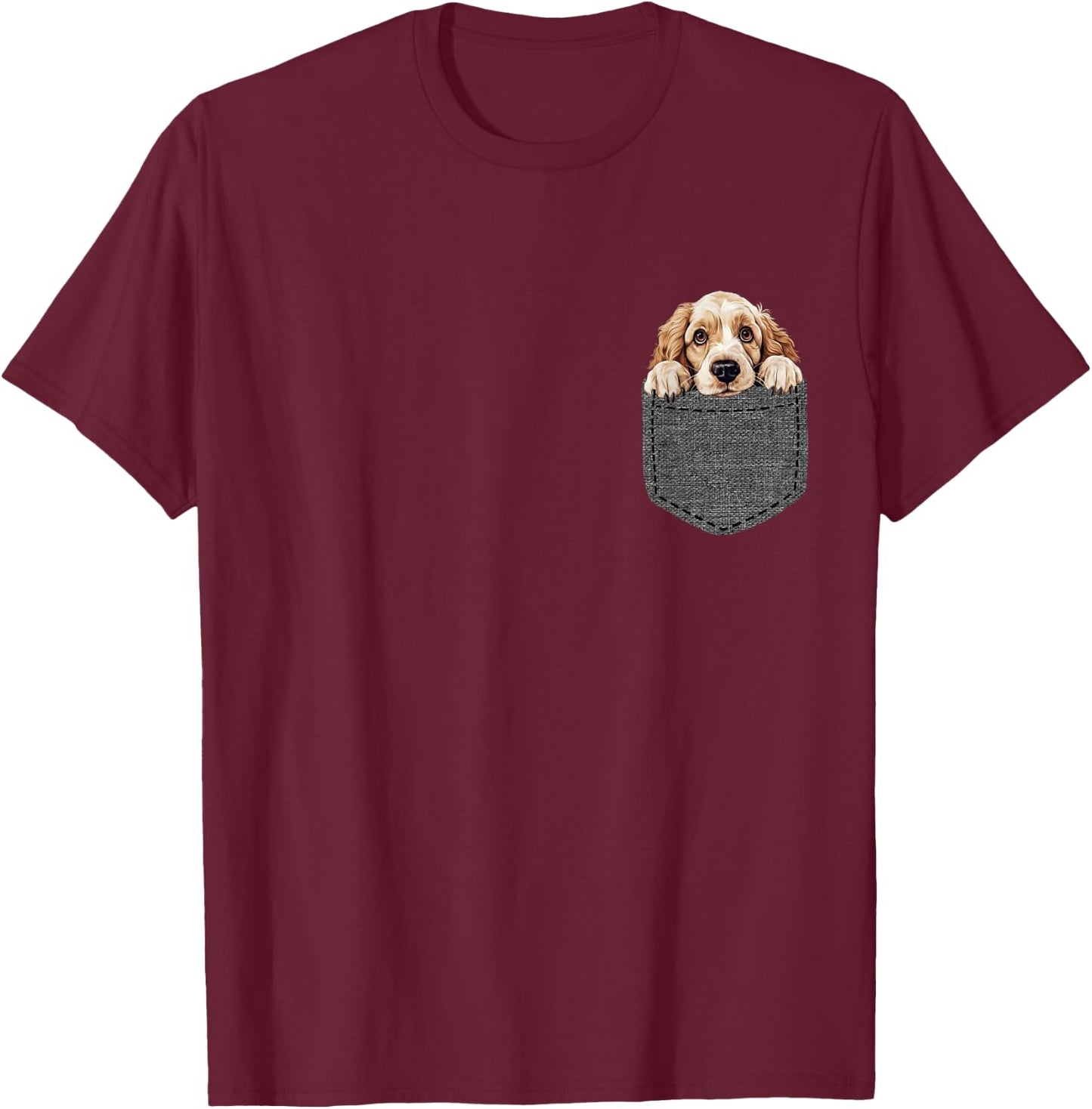 Dog in Pocket Cocker Spaniel T-Shirt - T-Shirt | Maroon