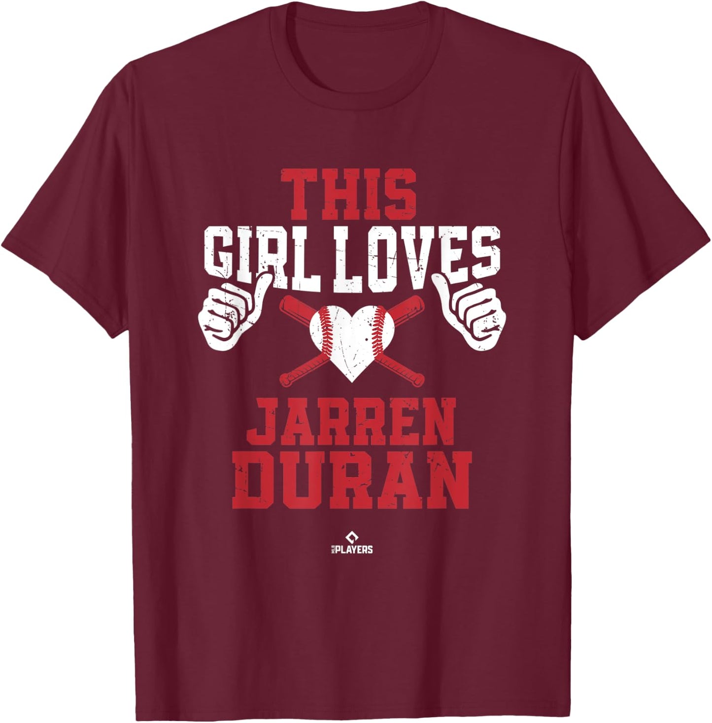 This Girl Loves Jarren Duran Jarren Duran Boston MLBPA T-Shirt - T-Shirt | Maroon