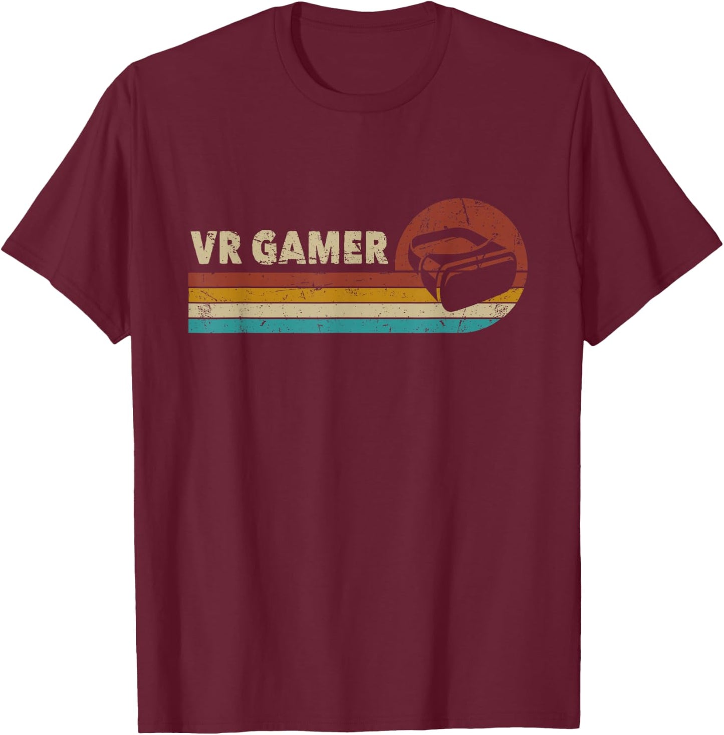 VR Gamer Vintage Video Games for Boys Men Funny Retro Gaming T-Shirt - T-Shirt | Maroon