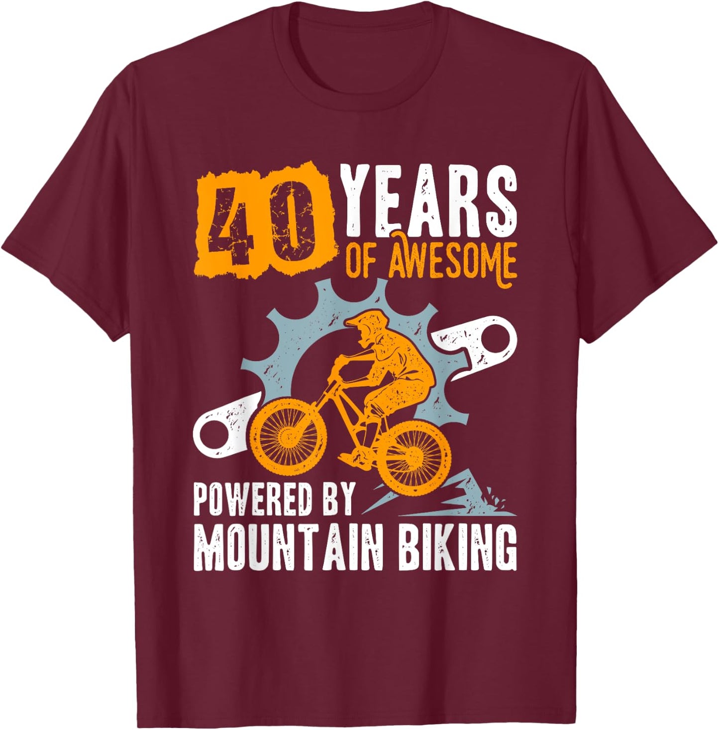 40th Birthday 40 Years of Awesome Mountain Biking MTB 1983 T-Shirt - T-Shirt | Maroon