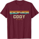 Cody Wyoming Vintage Mountains Hiking Camping Retro T-Shirt - T-Shirt | Maroon