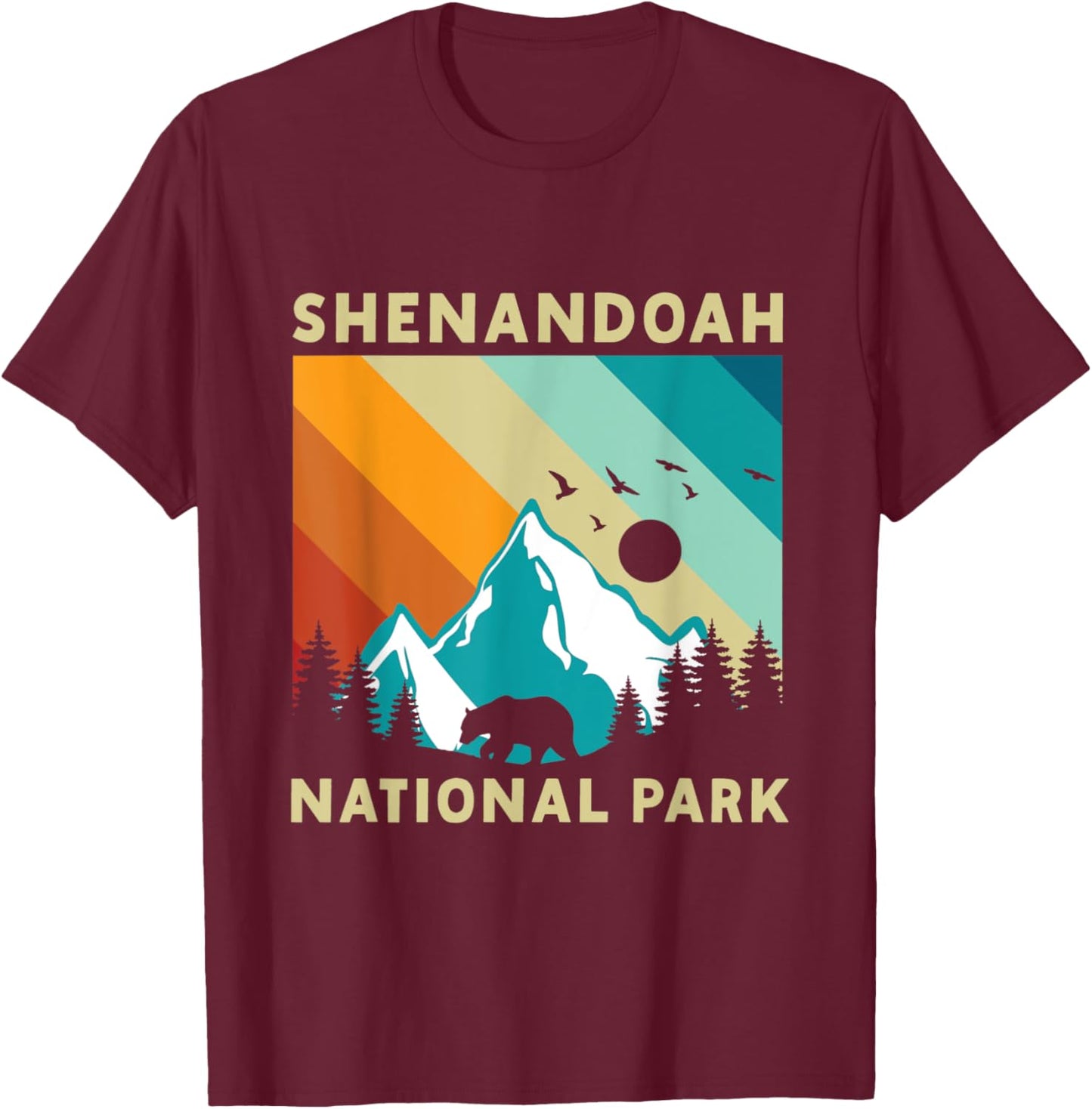 Shenandoah National Park Hiking T-Shirt - T-Shirt | Maroon