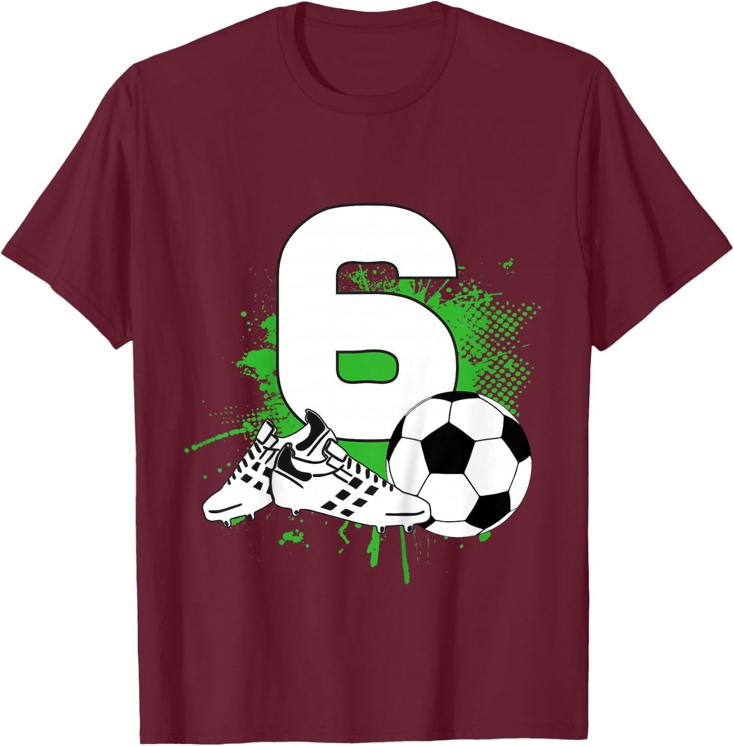 6th Birthday Boys 6 Years Soccer Football Player Birthday T-Shirt - T-Shirt | Maroon