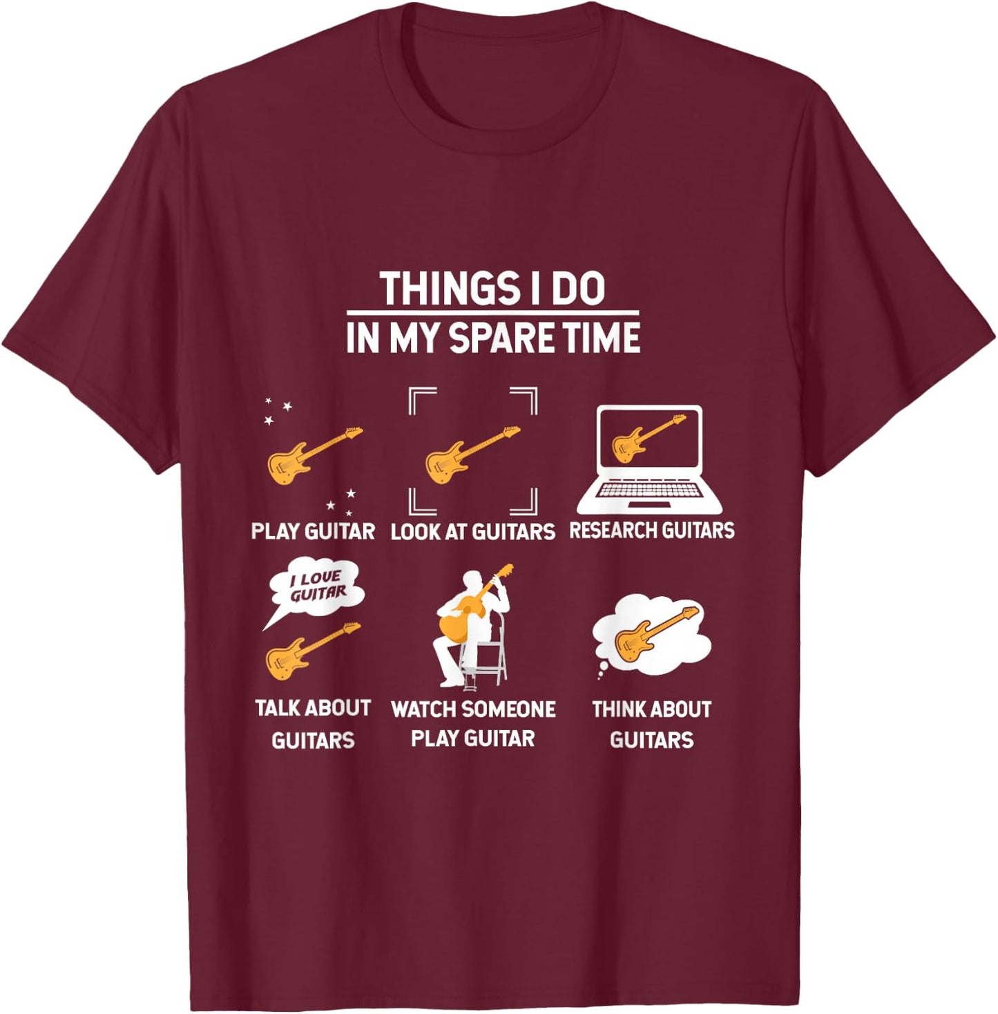 epiphone Guitar Guitar Things i do in My Spare time T-Shirt - T-Shirt | Maroon