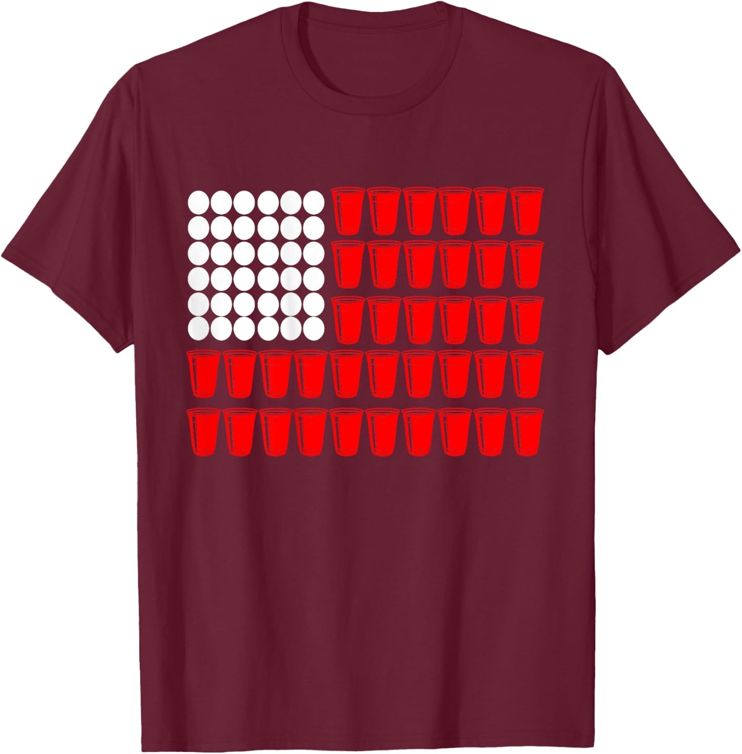 Beer Pong Flag | Drinking Game T-Shirt - T-Shirt | Maroon