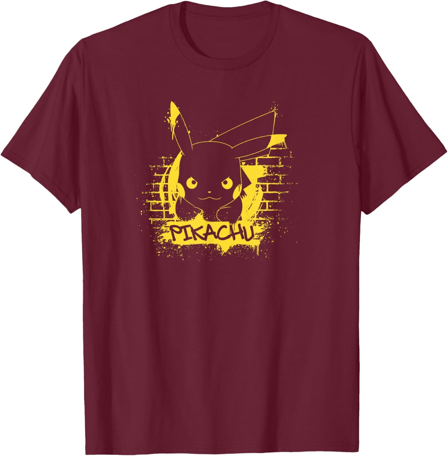 Pokémon Pikachu Graffiti Bricks T-Shirt - T-Shirt | Maroon