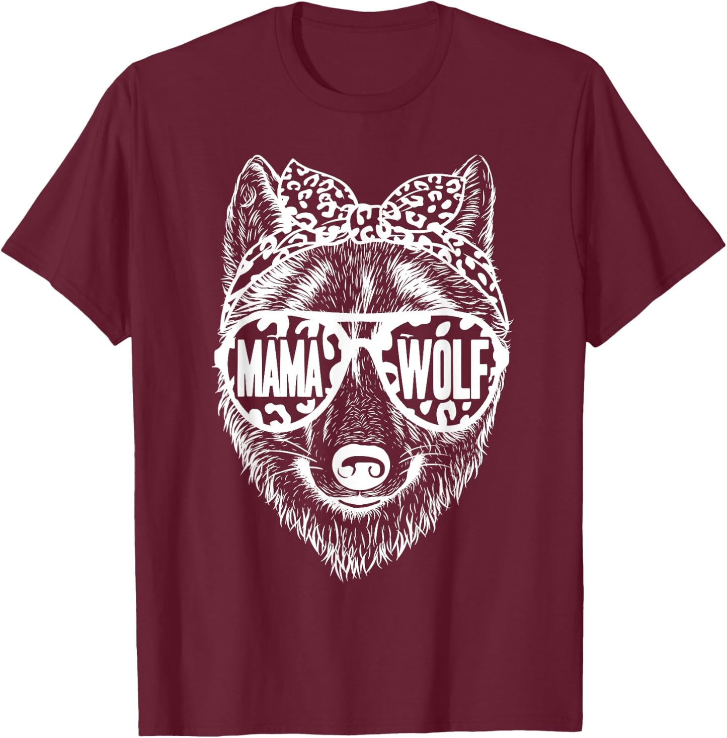 Mama Wolf Face Sunglasses For Mom Mommy on Mother's Day T-Shirt - T-Shirt | Maroon