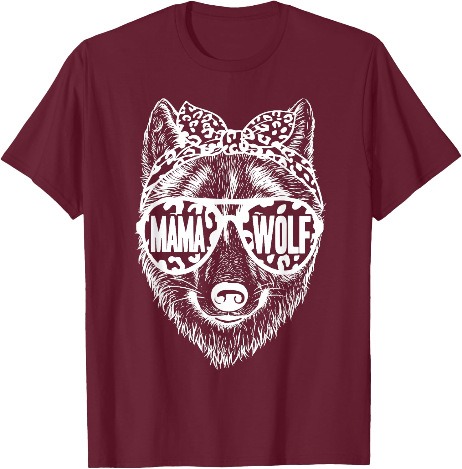 Mama Wolf Face Sunglasses For Mom Mommy on Mother's Day T-Shirt - T-Shirt | Maroon