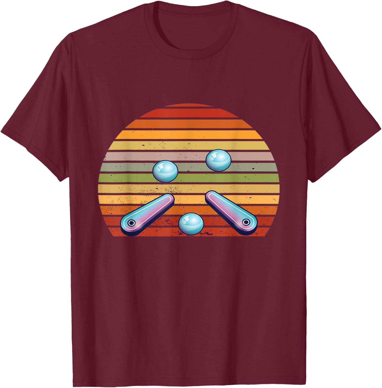 Retro Flipping Machine Pinball Game Flipper Ball Pinball T-Shirt - T-Shirt | Maroon