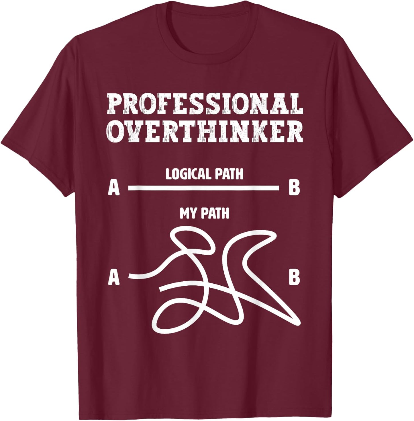 Professional Overthinker - Logical Path Funny Overthinking T-Shirt - T-Shirt | Maroon