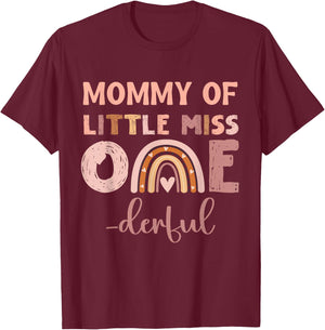Boho Mommy of Miss Onederful 1st Birthday Girl Cute Small T-Shirt - T-Shirt | Maroon