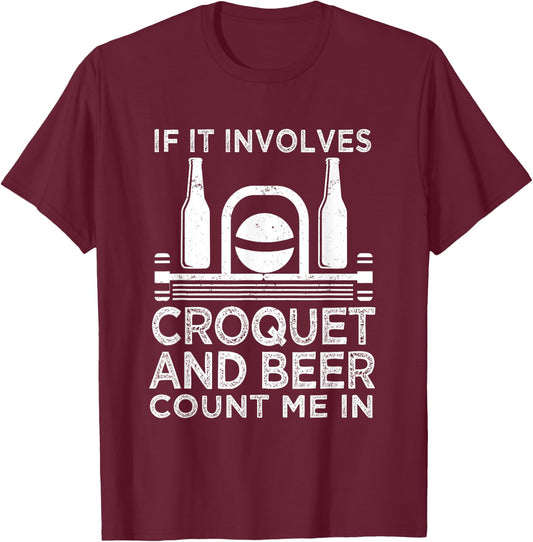 Funny Croquet Player T-Shirt - T-Shirt | Maroon