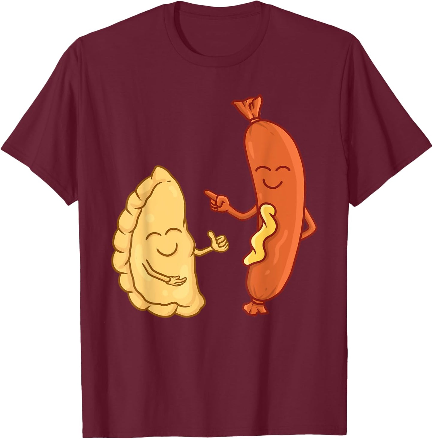 Cute Pierogi Kielbasa Art Women Sausage Polish Food T-Shirt - T-Shirt | Maroon