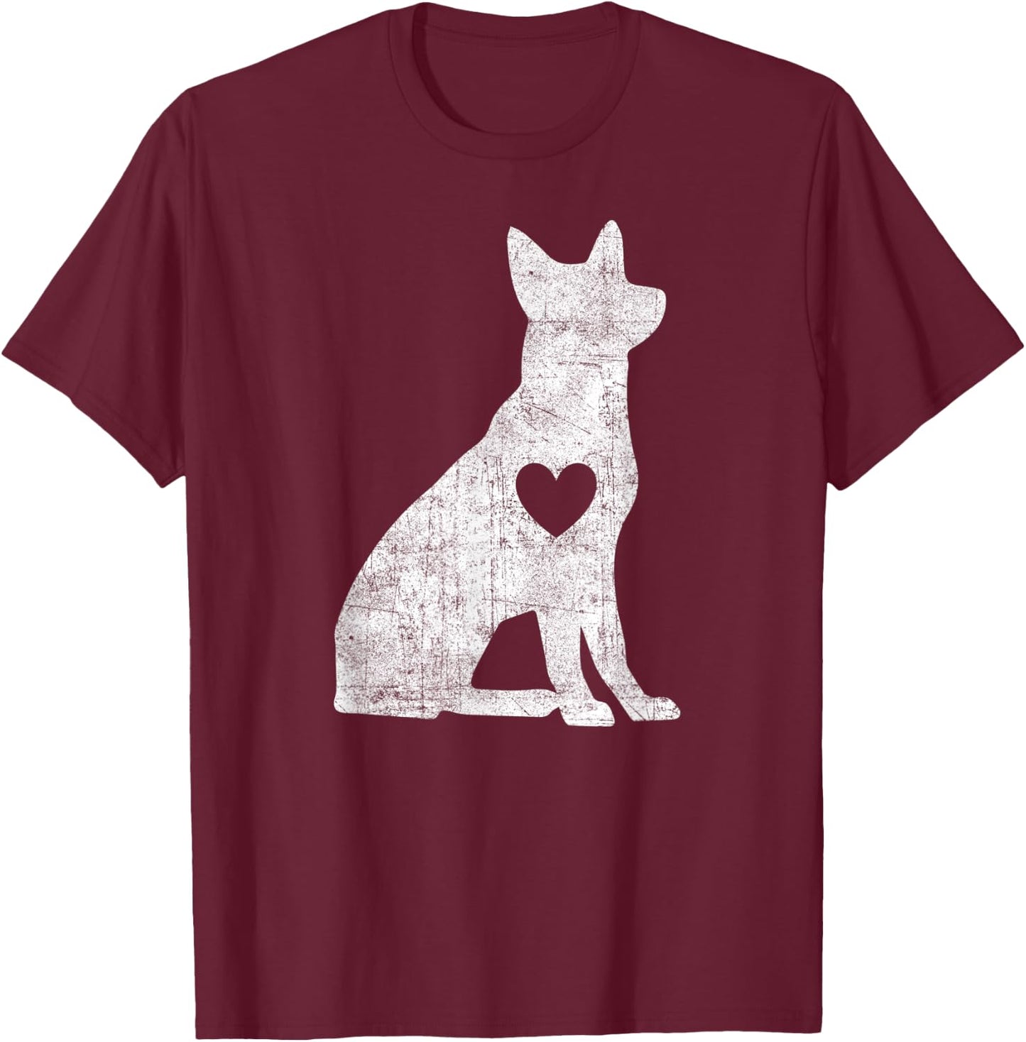 Vintage German Shepherd Heart Silhouette Dog Puppy Retro T-Shirt - T-Shirt | Maroon