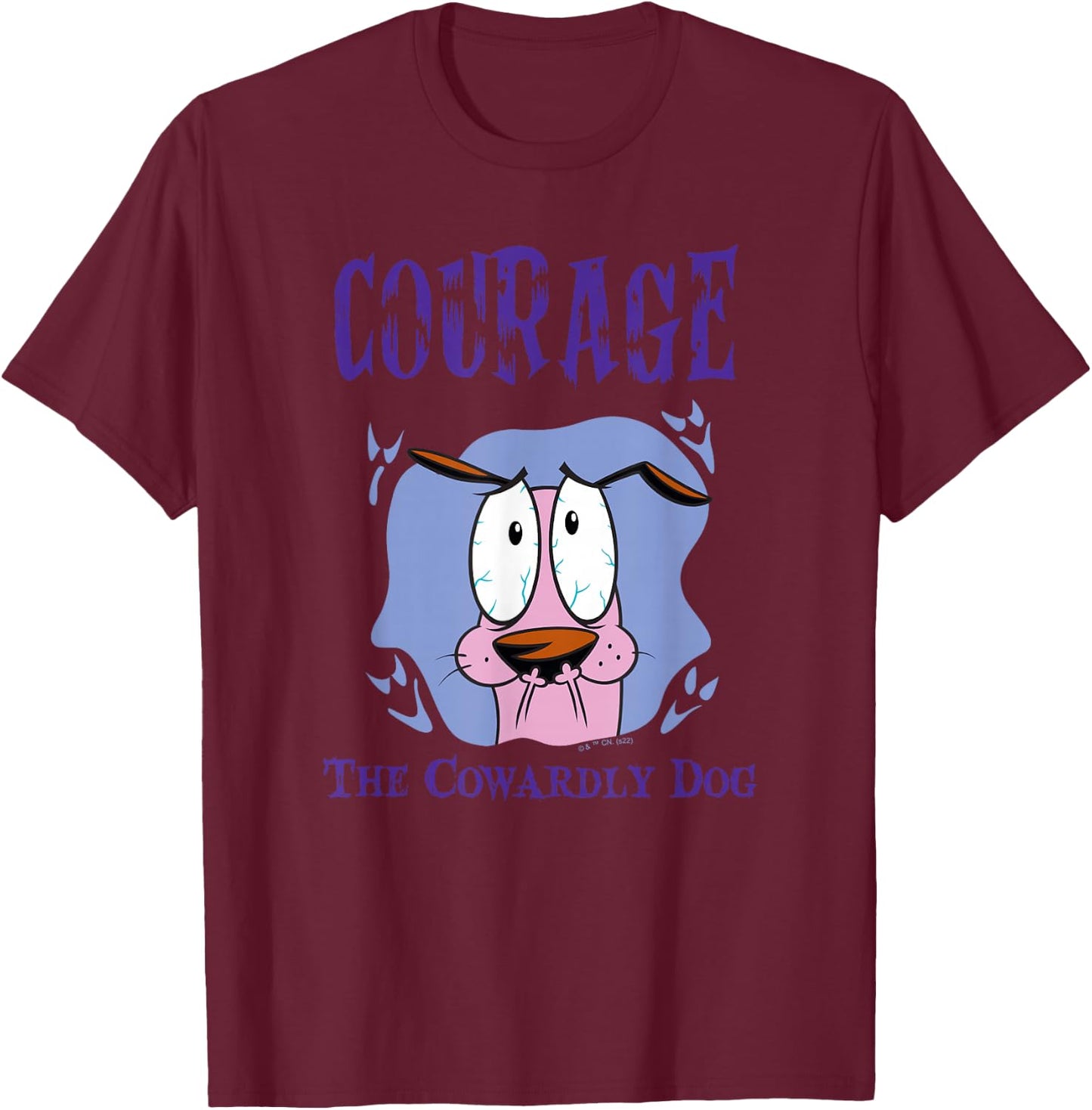Courage The Cowardly Dog Frightened Poster T-Shirt - T-Shirt | Maroon