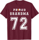 Custom Proud Football Grandma Number 72 Personalized T-Shirt - T-Shirt | Maroon