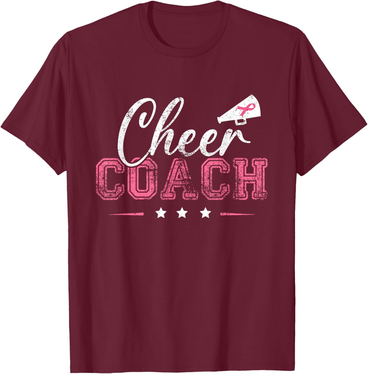 Football Cheer Coach Pink Ribbon Breast Cancer Awareness T-Shirt - T-Shirt | Maroon