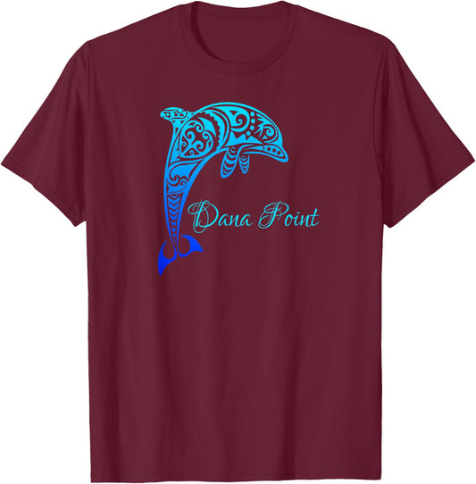 Dana Point, California Vintage Retro Tribal Dolphin T-Shirt - T-Shirt | Maroon
