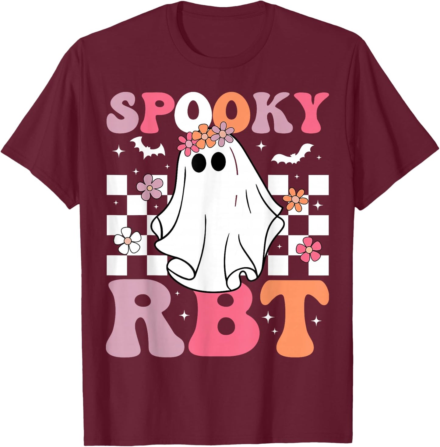 Spooky RBT Ghost Halloween Registered Behavior Technician T-Shirt - T-Shirt | Maroon