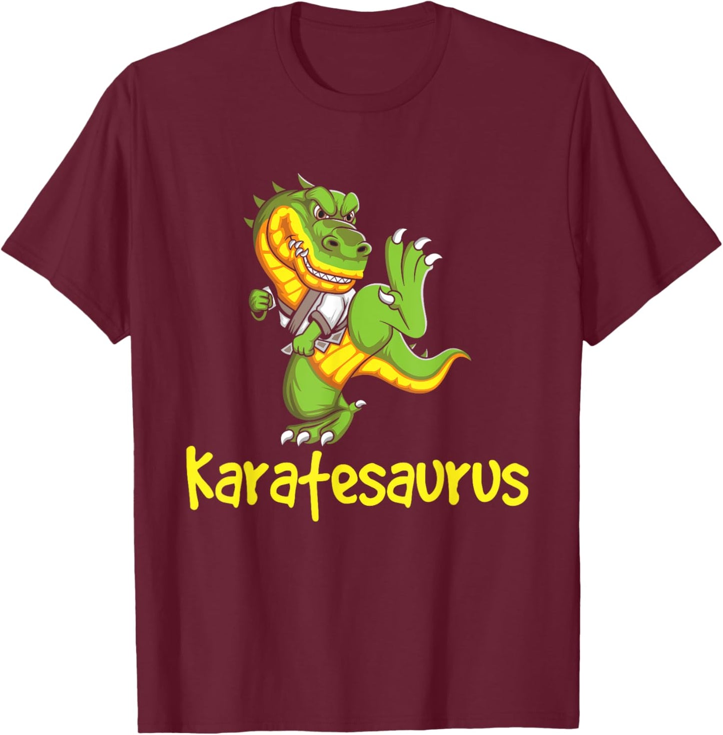 Karatesaurus - Karateka Martial Arts Self Defense T-Shirt - T-Shirt | Maroon