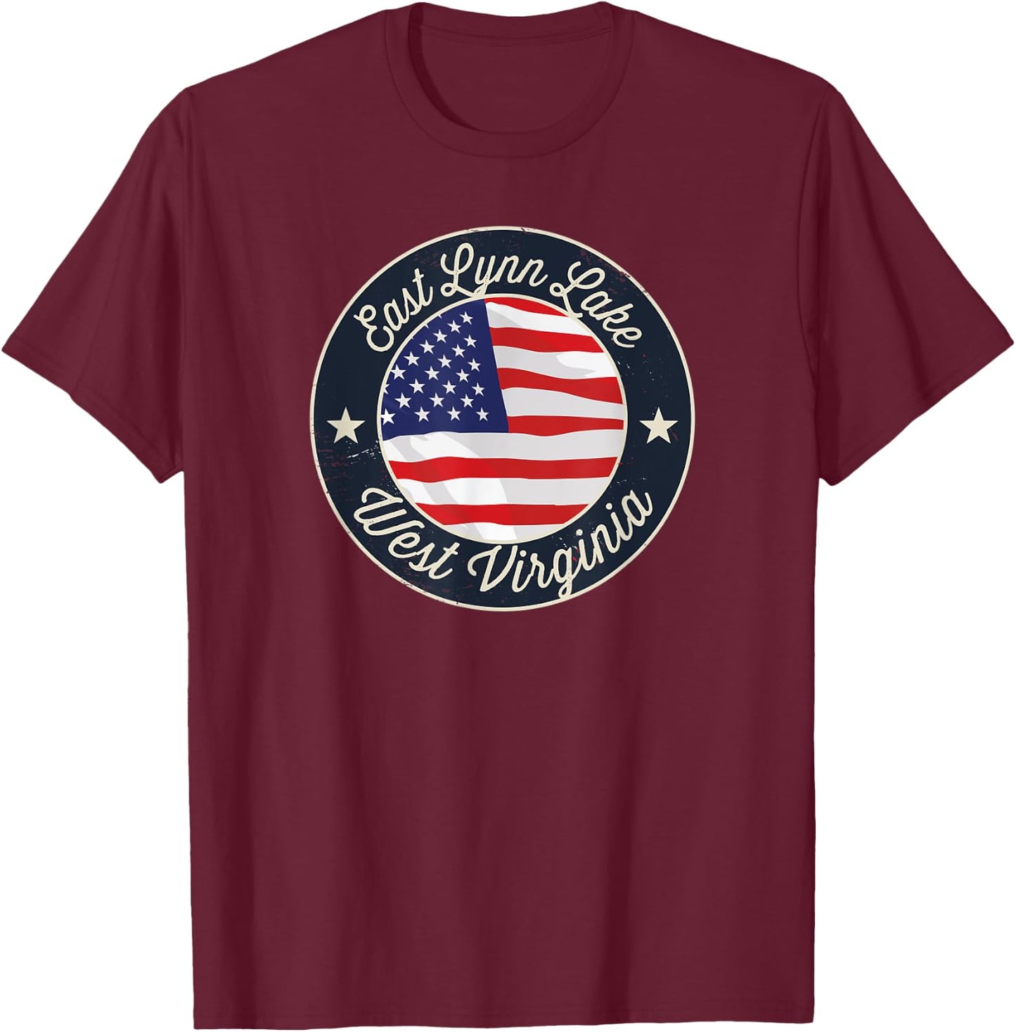 East Lynn Lake - Patriotic West Virginia Souvenir T-Shirt - T-Shirt | Maroon