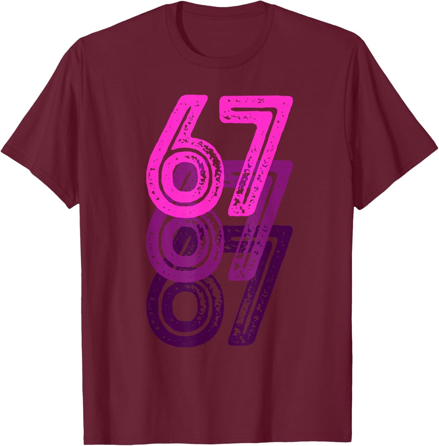 Number 67 Pink Best Classic College Style Birthday Funny T-Shirt - T-Shirt | Maroon