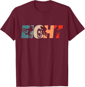 8 Year Old BMX Rider Birthday Party Boys Dirt Biking 8th T-Shirt - T-Shirt | Maroon