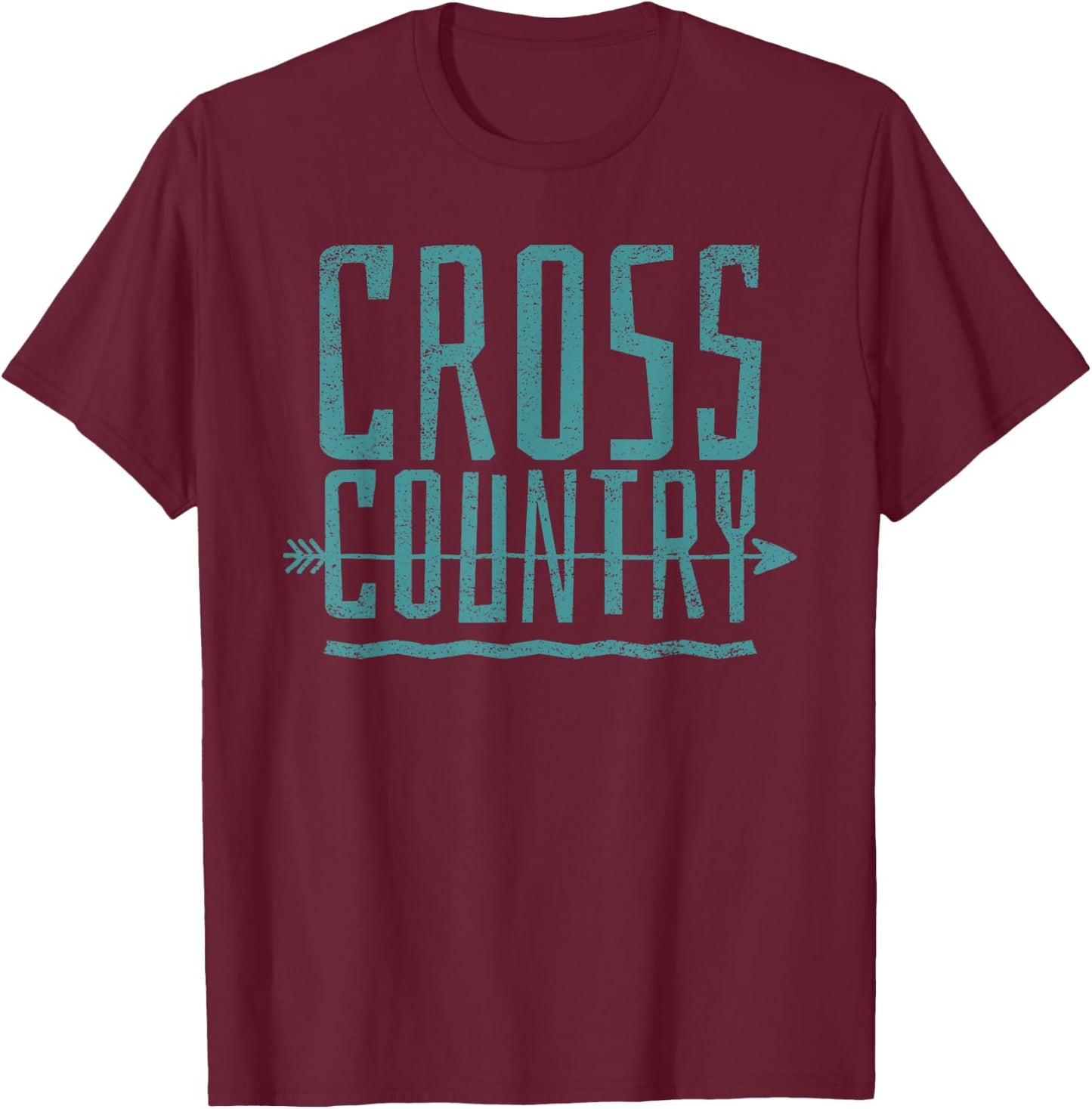 Distressed Cross Country Running graphic T-Shirt - T-Shirt | Maroon