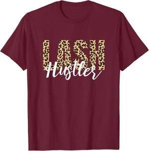 Lash Hustler Lash Artist Lash Tech Leopard Eyelashes T-Shirt - T-Shirt | Maroon