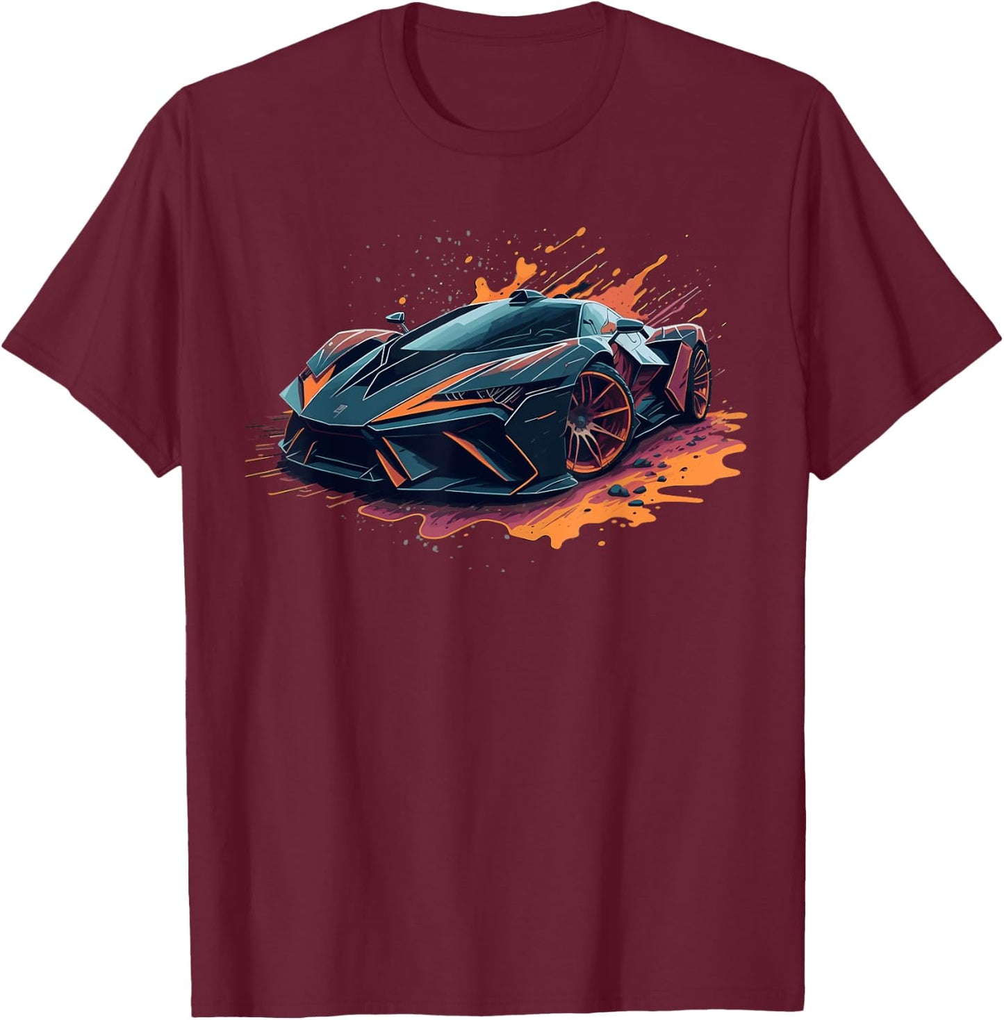 Supercar Exotic Sports Car Concept Poster Style Boys Graphic T-Shirt - T-Shirt | Maroon
