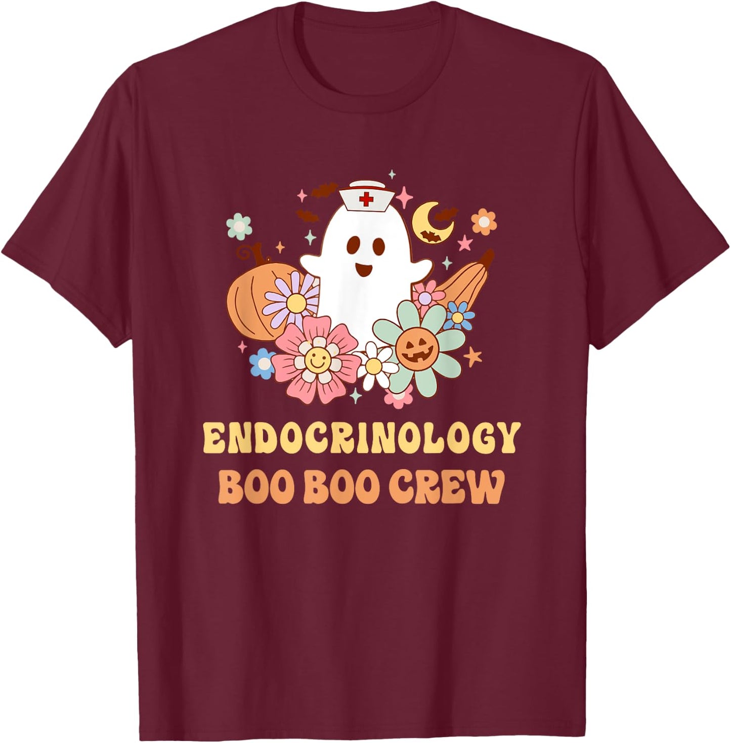 Endocrinology Boo Boo Crew Nurse Halloween T-Shirt - T-Shirt | Maroon