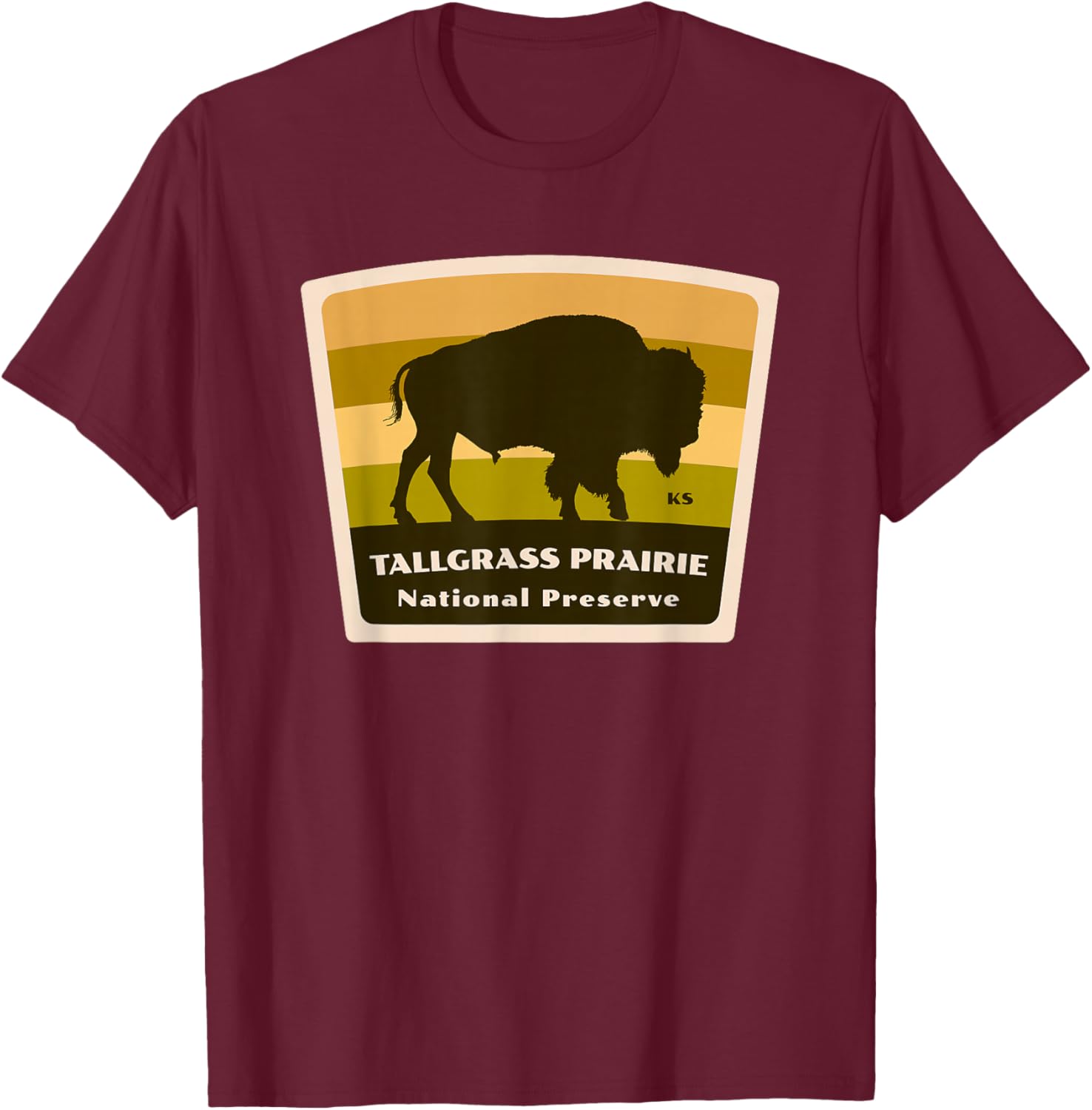 Tallgrass Prairie National Preserve Kansas Bison Herd T-Shirt - T-Shirt | Maroon