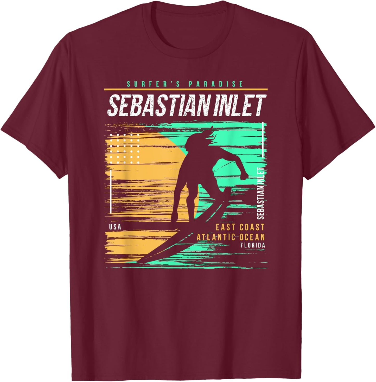Vintage Surfing Sebastian Inlet Florida Surfers Paradise T-Shirt - T-Shirt | Maroon